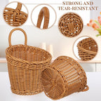 Zerodeko Hanging Woven Storage Basket for Kitchen Wall Decorative Organizer for Onion Ginger Garlic Space-Saving Rattan Basket 6.88X6.10X5.11In