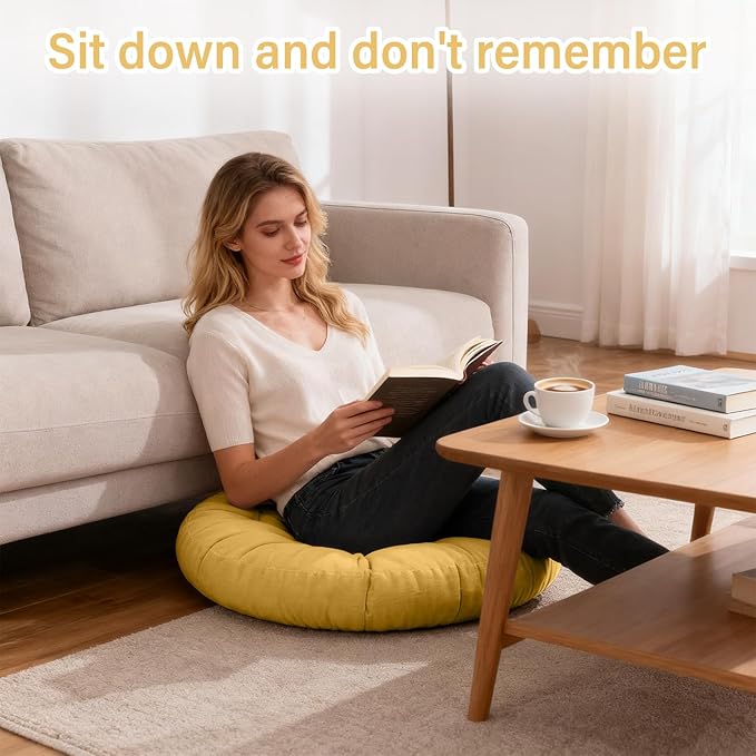 Tiita Outdoor Cushions Square Floor Pillow Thicken Tufted Seat Pad Large Floor Cushion for Yoga Meditation Living Room