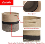 Woven Cotton Rope Plant Basket for Flower Pot Indoor Planters, 10" x 10" Jute Foldable Storage Basket Organizer Modern Decor Household Laundry Basket