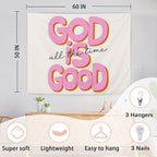 AQYIP God Is Good All the Time Christian Tapestry, Bible Verse Tapestry Decorative, Religious Scripture Wall Tapestries Blanket Decor for Home Office Church Prayer Room, 50x60 Inch