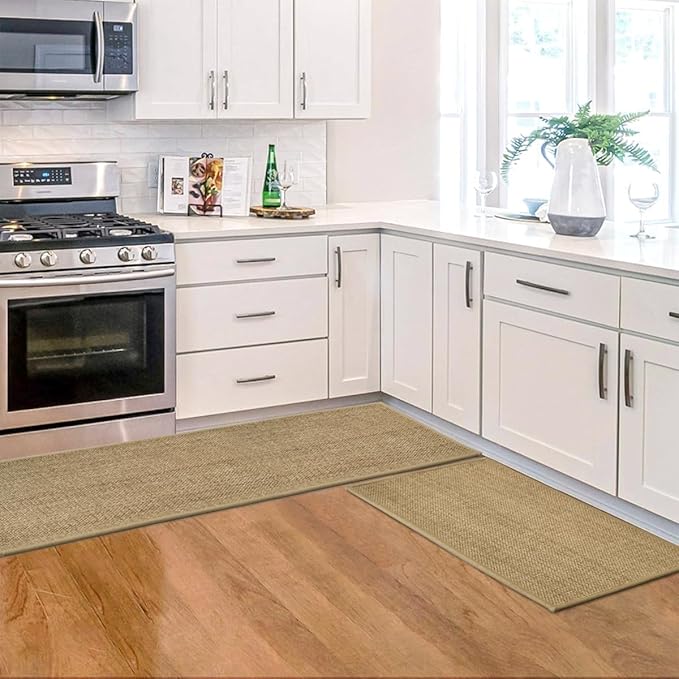 Artoid Mode Washable Non Slip Kitchen Rugs and Mats Set of 3, Rubber Backing Absorbent Kitchen Mats for Floor Front of Sink - 17"x29"+17"x36"+17"x47"