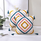 JASEN Throw Pillow Covers 20x20, Boho Pillow Cover with Tassels Woven Tufted Decorative Pillow Cover for Couch Sofa Bedroom Living Room (Blue, 20"x20")