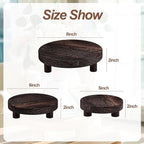 3 Pcs Wood Plant Stand Indoor Outdoor, Wooden Stool Display Stand 5/6/8" Round Riser Flower Pot Holder with Raised Edge Small Planter Tray Modern Potter Decorative for Garden Desktop Home Table Counter Room (Dark Brown)