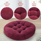 Meditation Floor Pillow Set of 2 Large Round Floor Cushions for Adults Tufted Corduroy Floor Seat Pillows Cushion for Living Room Tatami Yoga,Brown 22x22 Inch
