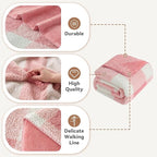 LURKA Checkered Sherpa Fleece Throw Blanket – Soft and Cozy, Medium Weight for All Season, Plush Throw for Couch, Bed & Pets, Powder Pink, 50x60 Inches