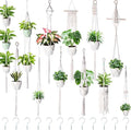 SATINIOR 12 Pcs Macrame Plant Hangers Handmade Boho Hanging Planters 12 Different Tiered Designs with 12 Hooks for Flower Pots Indoor Outdoor Decorative Wall Hanging Baskets for Home(Boho,White)