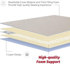 MAXYOYO Japanese Floor Futon Queen Size, Thicken Tatami Mat Sleeping Pad Foldable Roll Up Mattress Trifold Pad Guest Bed, Off White
