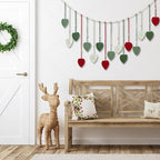 EOBTAIN Macrame Leaf Wall Hanging Large,Boho Red and Green Leaves Woven Tapestry Christmas Home Decor,Handcrafted Tassels Textile Feather Wall Art Decor for Nursery Living Room Bedroom Chic Decoration