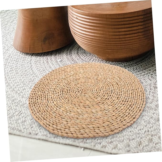 YARNOW Woven Floor Pillow Woven Seating Mat Meditation Cushion for Bedroom Rustic Decor