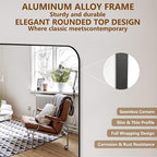 Koonmi Full Length Mirror, 76"x34" Mirror Full Length with Stand, Black Domed Top Square-Edged Floor Mirror with Aluminum Alloy Frame for Bedroom Living Room
