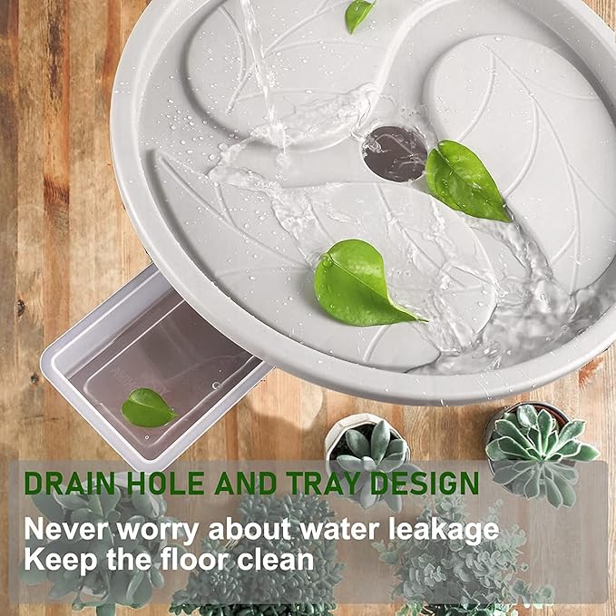 10 Inch Plant Caddy with Wheels & Water Container, 10.4" Round Plant Tray with Water Drawer, Rolling Planter Stand, for Indoor Outdoor, Bearing 110 Lbs, 2 Pack
