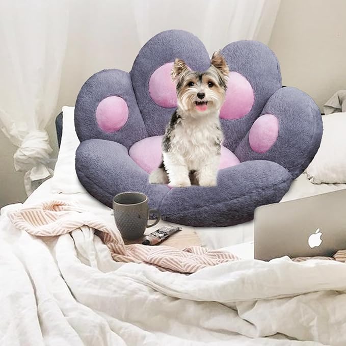 Cat Paw Cushion Office Chair Cushion Comfy Plush Gaming Chair Cushion Cute Seat Cushion for Girl, Cute Gaming Acessories Room Decorate 28"x 24" (Gray)