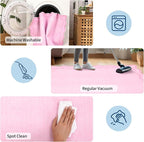GarveeHome 6x9 Scalloped Area Rug Pink Washable Rugs for Living Room Bedroom, Soft Low Pile Non Slip Accent Floor Mat Solid Floral Print Throw Rug Farmhouse Indoor Carpet for Dorm Playroom
