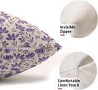Purple Floral Pillow Covers 12x20 Set of 2 Vintage Rustic Old Style Cute Small Flower Cream Print Rectangle Decorative Outdoor Pillowcases Fall Farmhouse Throw Cushion Case Couch Sofa Bed Decor