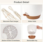 Mkono 3 Pack Hanging Planters for Indoor Plants with Self Watering, Outdoor Hanging Plant Pots with 35"/29"/23" Macrame Plant Hangers, 2 Types of Hanging Baskets for Garden Home Decor