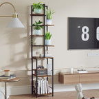 Plant Stand Indoor with Grow Light, 7-Tiered Tall Plant Stand Indoor, Metal Plant Shelf with Bookshelf Bookcase and Adjustable Light, Ideal for Living Room, Reading room, Garden, Patio (Brown)