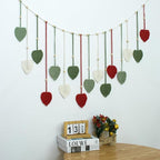 EOBTAIN Macrame Leaf Wall Hanging Large,Boho Red and Green Leaves Woven Tapestry Christmas Home Decor,Handcrafted Tassels Textile Feather Wall Art Decor for Nursery Living Room Bedroom Chic Decoration
