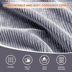 Pouf Ottoman Foot Rest, Comfortable & Soft, Round Footstool for Living Room, Bedroom, Office, Room Decoration, Corduroy Foot Stool Pouf with Odorless & Anti-Clump Filling, Small Dark Grey