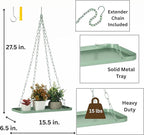 Shinehola Hanging Planters for Indoor Outdoor Plants (Length - 15.5"), Plant Hanger Indoor | Large Metal Hanging Plant Holder, Hanging Planter Shelf, No Plant/Pot Included (Green, 1-Tier)