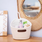 JJSQ 2pack Hanging Baskets Small Wall Hanging Storage Basket Round Woven Rope Wall Oganzier Decor for Flower Plants, Key Storage White 7.8 x 7 inches