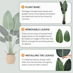 Artificial Bird of Paradise Plants 4 Ft Fake Tropical Tree with Woven Basket, Faux Banana Leaf Plant for Home Indoor Outdoor Office Modern Decor Green 2 Set