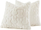 decorUhome Easter Bunny Pillow Covers 16x16 Inch Set of 2, Soft Plush Faux Wool Jacquard Cream White Rabbit Cushion Covers, Farmhouse Neutral Spring Easter Holiday Decor for Couch Sofa Bed