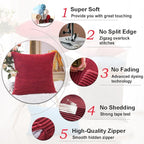 Home Brilliant Pillow Covers 18x18 Decorative Throw Pillows for Couch Dark Red Soft Plush Corduroy Striped Throw Pillow Covers Set of 2 for Sofa Couch Bed, 18 x 18 Inch, Burgundy