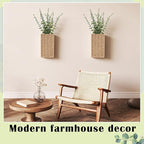 2 Pack Woven Wall Vase with Artificial Eucalyptus Boho Wall Basket Hanging Decor Rustic Pocket Planter Flower Vase for Indoor Living Room Bedroom Home Office Kitchen Decoration