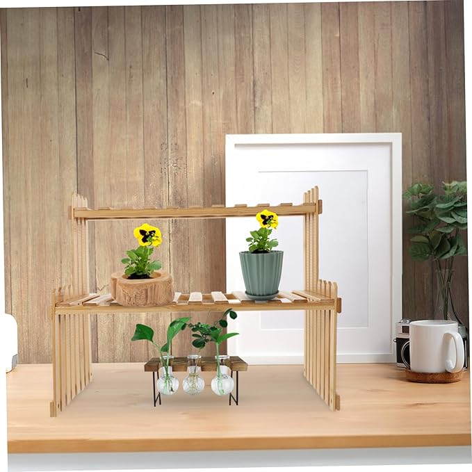 Bamboo Plant Bracket Multi-tiered Stand Indoor Plant Pedestal Boho Decor Rack