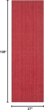 SAFAVIEH Natural Fiber Collection Runner Rug - 2'3" x 9', Red, Handmade Farmhouse Jute, Ideal for High Traffic Areas in Living Room, Bedroom (NF730D)