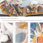 Boho Blanket for Bed 100% Cotton Bohemian Throw Blankets Ultra Soft Woven Muslin Decorative Blankets All Seasons Vintage Quilt Knitted Blanket for Sofa Chair(Yellow, 90"x98")