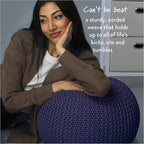 Urban Lifestyle Round Knit Pouf - Hand Woven Cotton, Navy