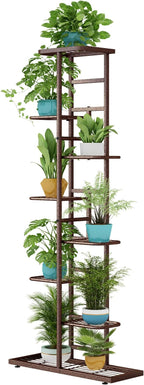 LINZINAR Plant Stand Indoor Outdoor Metal 8 Tier 9 Potted Multiple Flower Pot Holder Shelf Planter Display Shelving Unit for Patio Garden Corner Balcony Living Room