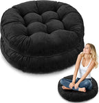 Jerify Floor Pillow Cushions Large Round Square Large Meditation Floor Pillow for Classroom Adult Meditation Picnic Party Seating Learning Daycare School(Round,Black,2 Pcs)