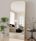 Koonmi Full Length Mirror, 65"x24" Mirror Full Length with Stand, Gold Domed Top Square-Edged Floor Mirror with Aluminum Alloy Frame for Bedroom Living Room
