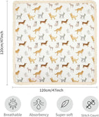 insular Cotton Muslin Baby Blanket with Tassel, Boho Bohemian Muslin Swaddle Blanket Baby Receiving Blanket with Fringe, Nursery Decor Throw or Nursing Blankets, 47" x40”, Party Dogs