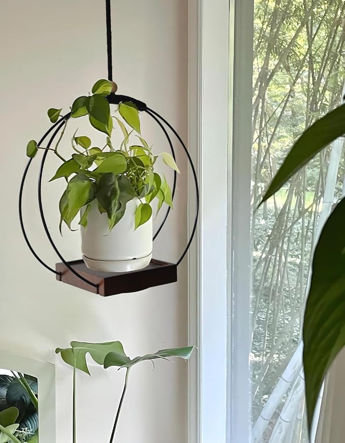 Hanging Planter - Plant Hanger Indoor Hanging Plant Holder for Window Wall Celling Decor (Brown, 1 Pack)