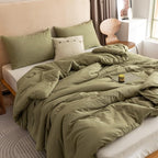 ROSGONIA Oversized King Comforter 128x120, 3pcs Super King Plus (1 Olive Green Comforter & 2 Pillowcases) Lightweight Oversized King Bedding Set Quilt