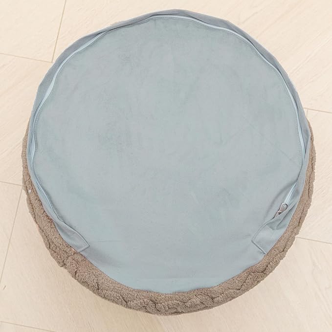 Asuprui Round Pouf Ottoman Stuffed Foot Stool Floor Pouf Chair for Living Room Bedroom Filled One Piece High Resiliency Foam Boho Poof Foot Rest for Couch 20 Diameter x 12 Height Coffee with Filler