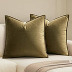 MIULEE Olive Green Velvet Throw Pillow Covers 20x20 Soft Decorative Solid Square Cushion Cases Pack of 2 Modern Luxury Home Decor for Couch, Sofa, Bedroom