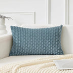 Kevin Textile 12x24 Inch Pillow Cover 1 Pack Boho Decorative Soft Striped Corduroy Lumbar Farmhouse Solid Color Accent Rectangle Cushion Case for Living Room Couch Sofa Bed, Blue Grey