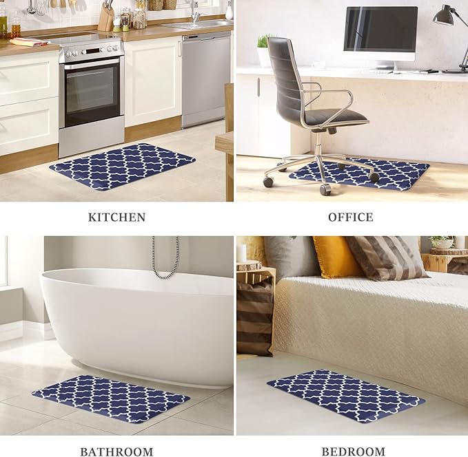 WISELIFE Kitchen Runner Rugs Anti-Fatigue mats - 4/5 Inch Non Slip Waterproof Ergonomic Comfort Mat for Kitchen, Floor Home, Office, Sink, Laundry (17.3"x 28",Blue)