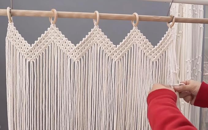 kiido Macrame Curtain Window Treatment【50" W x 71" H】 Bohemian Room Divider Doorway Curtain Boho Macrame Wall Hanging Living Home Decor Room Bedroom Decoration-Stars River (50" W x 71" H x1pcs)