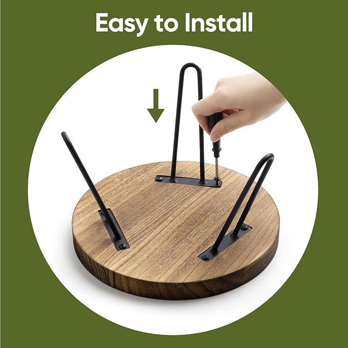 ROSSNY Small Indoor Plant Stand Stool: Fits for Under 10" Wide Pot - Wooden Plant Stool - Single Tier Short Round Plant Stool - Mid-century Modern Style for Indoor Outdoor Home Garden Décor, Dark Brown, 1 Pack (Without Pot)