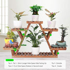 Wood Plant Stand Indoor, 6 Tiered Plant Shelf for Multiple Plants RackTriangle , A Shape Corner Flower Pot Holder for Windowsill Patio Balcony Garden Living Room (Retro,Wooden)
