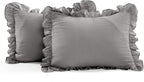 Lush Decor Ruffle Skirt Bedspread Set - 3-Piece Luxurious Farmhouse Bedding - Elegant Ruffle Detail - Timeless Style - Soft Lightweight Sheets - King, Dark Gray