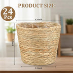 24 Pcs Seagrass Plant Basket with Plastic Liners Woven Stylish Planter Baskets Bulk Indoor Outdoor Plants Woven Wicker Baskets for Flower Pots Cover and Room Decor Small (Small,Rustic)
