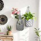Macrame Wall Plant Hanger, Hanging Planter Basket Holder, Wall Planters for Indoor Plants, for Up to 6 Inch Pot (Grey, 6-Inch)