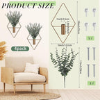 Jexine 8 Pcs Hanging Planters with Artificial Eucalyptus Metal Hanging Vase Indoor Plants Holder Modern Geometric Boho Bathroom Wall Decor for Living Room Home Office (Eucalyptus,Bronze)