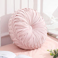 Round Throw Pillows Decorative Pleated Throw Pillows 15'' Diameter Accent Pumpkin Boho Chair Cushion for Couch Sofa Home Decoration(Pink,1 Pcs)